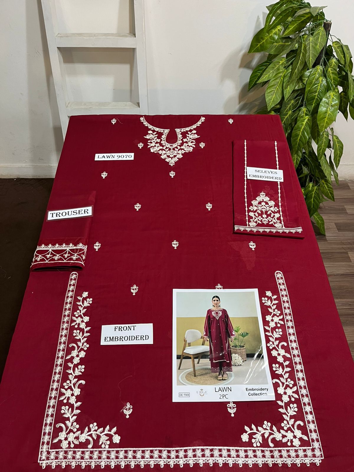 Embroidered 2Pc Lawn Unstitched Summer Dress - DE-1149