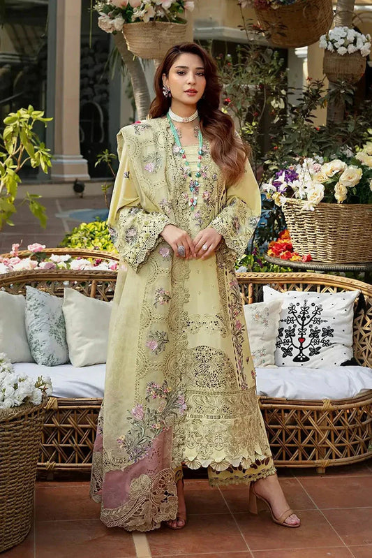 3 Piece - Embroidered Lawn Suit With Slub Monar Dupatta