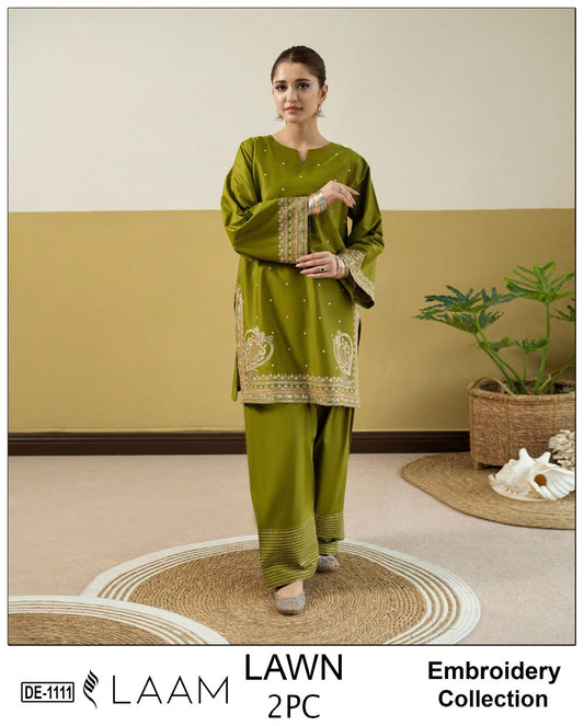 Embroidered 2Pc Lawn Unstitched Summer Dress - DE-1111G