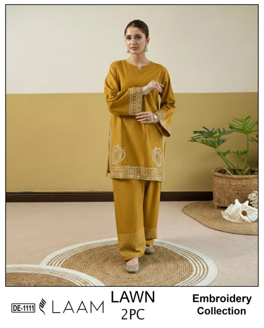 2-Piece Embroidered Unstitched Summer Dress - DE-1111M