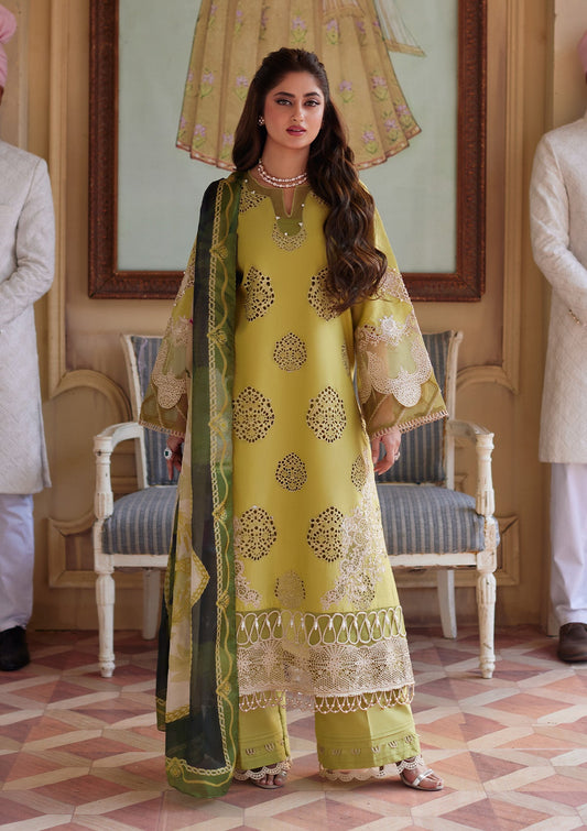 3 Piece - Embroidered Lawn Suit With Printed Chiffon Dupatta