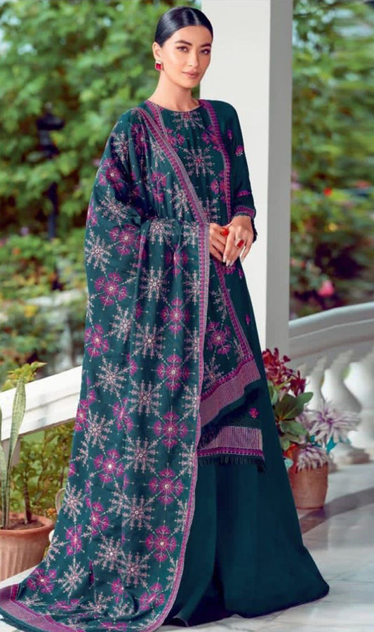 Fully Embroidered 3PC Dress With Heavy EMB Shawl - W3