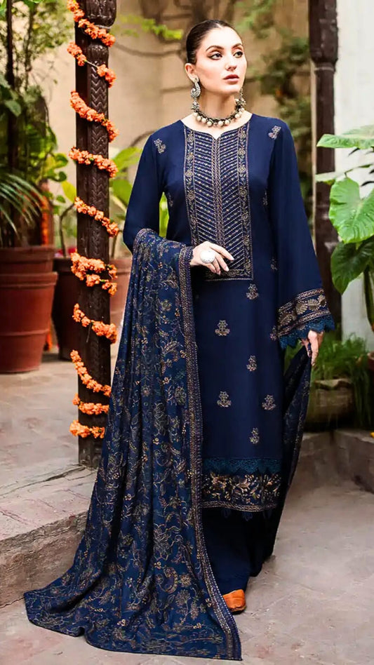 Fully Embroidered 3PC Dress With Heavy EMB Shawl - W5